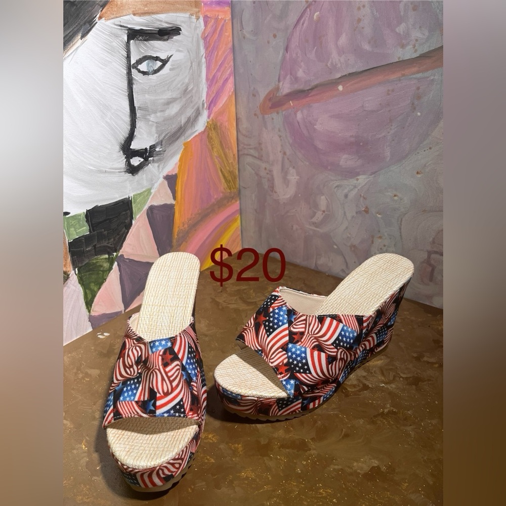 Patriotic Wedge Sandals